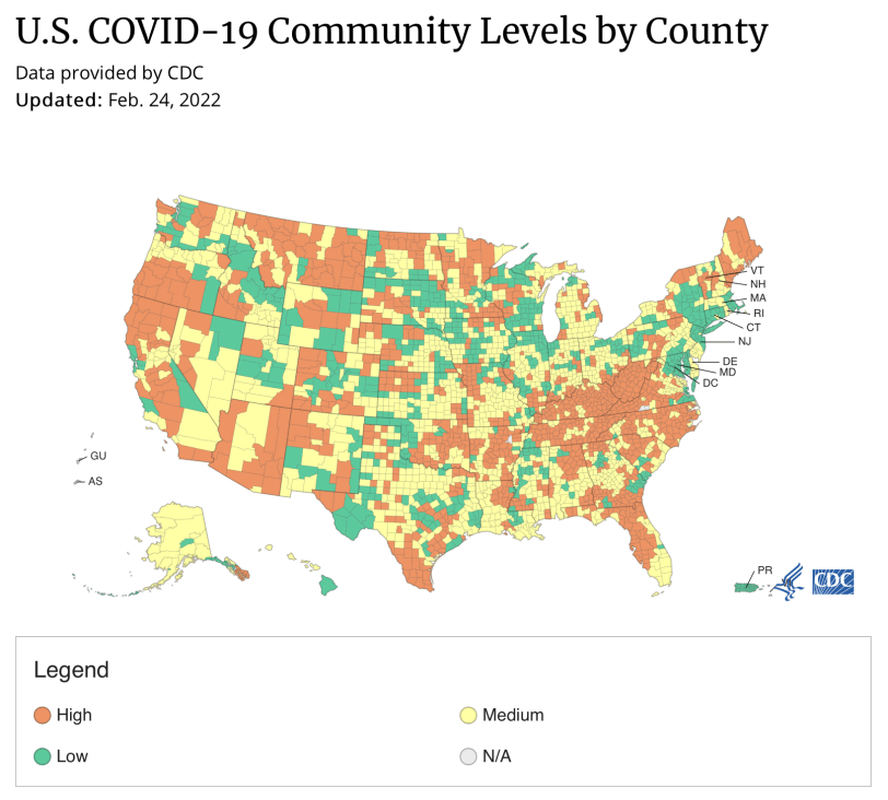 US Community Level by County